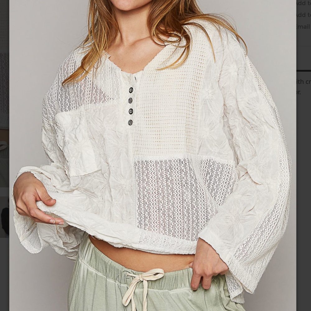 POL White Textured Blouse New without tags